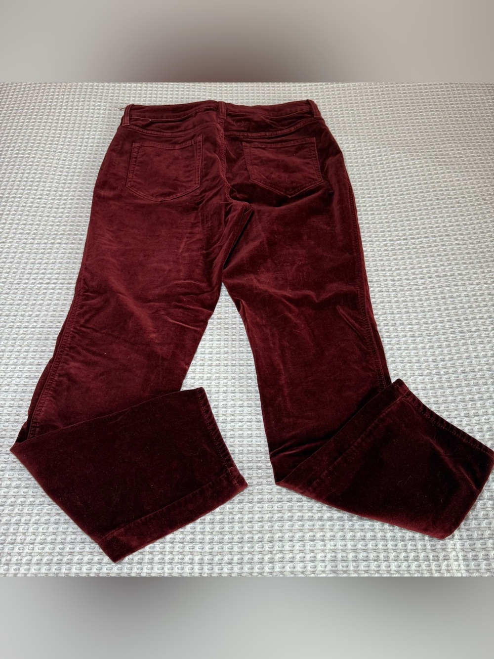 Lands' End Burgundy Cotton/Spandex Mid Ride Slim Tall Velvet Pants - Size 12 - Picture 8 of 8